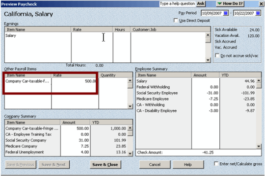 Quickbooks Payroll Fringe Benefits Quickbooks Payroll